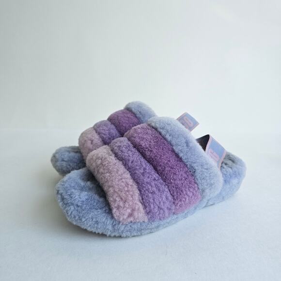 Shearling Slingback Slides UGG Fluff Yeah Size 7 Cornflower MultiColor Wool Blue - Picture 4 of 10